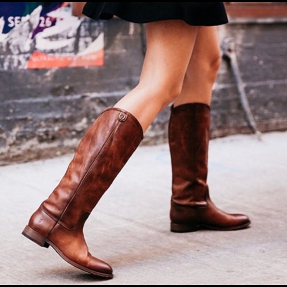 FRYE Melissa Button Cognac Leather Boot